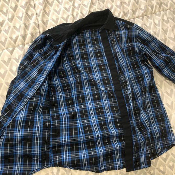 Blue and black checkered collared long sleeve shirt - Picture 2 of 4